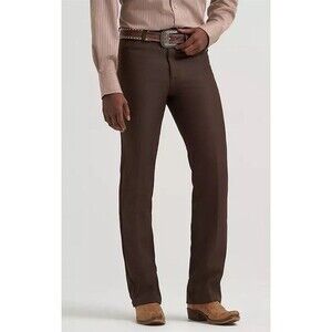 Wrancher Dress Jeans 82BK Brown Polyester Flare Slim Fit Mens Sz 40x32 Wrancher